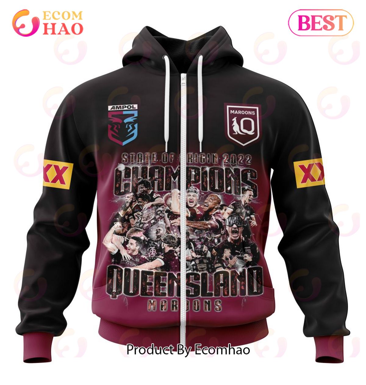 QLD MAROONS STATE OF ORIGIN 2022 CHAMPIONS ST2203 3D Hoodie