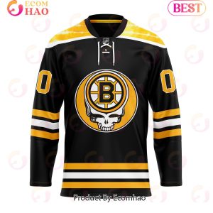 Grateful Dead & Boston Bruins Hockey Jersey Personalized Name & Number
