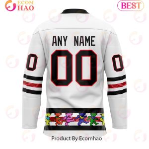 Grateful Dead & Chicago Blackhawks Hockey Jersey Personalized Name & Number