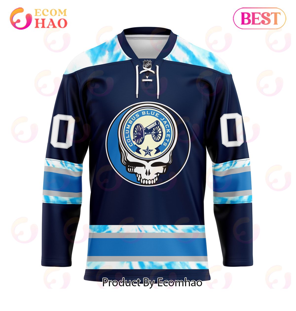 Grateful Dead & Columbus Blue Jackets Hockey Jersey Personalized Name & Number
