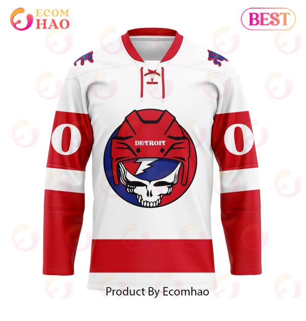 Grateful Dead & Detroit Red Wings Hockey Jersey Personalized Name & Number
