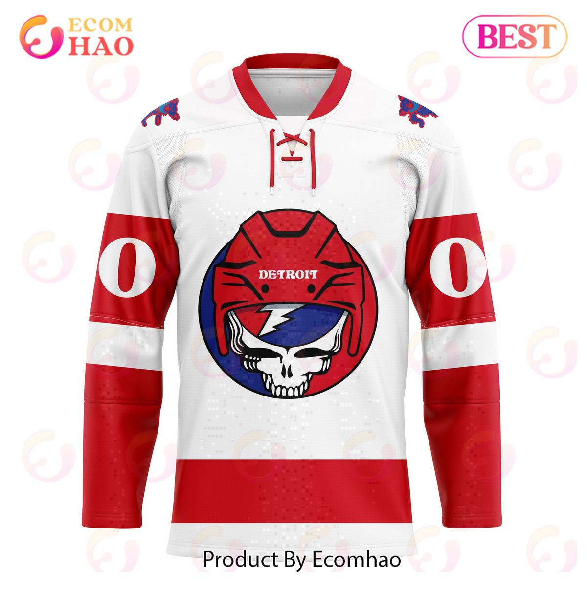 Grateful Dead & Detroit Red Wings Hockey Jersey Personalized Name & Number