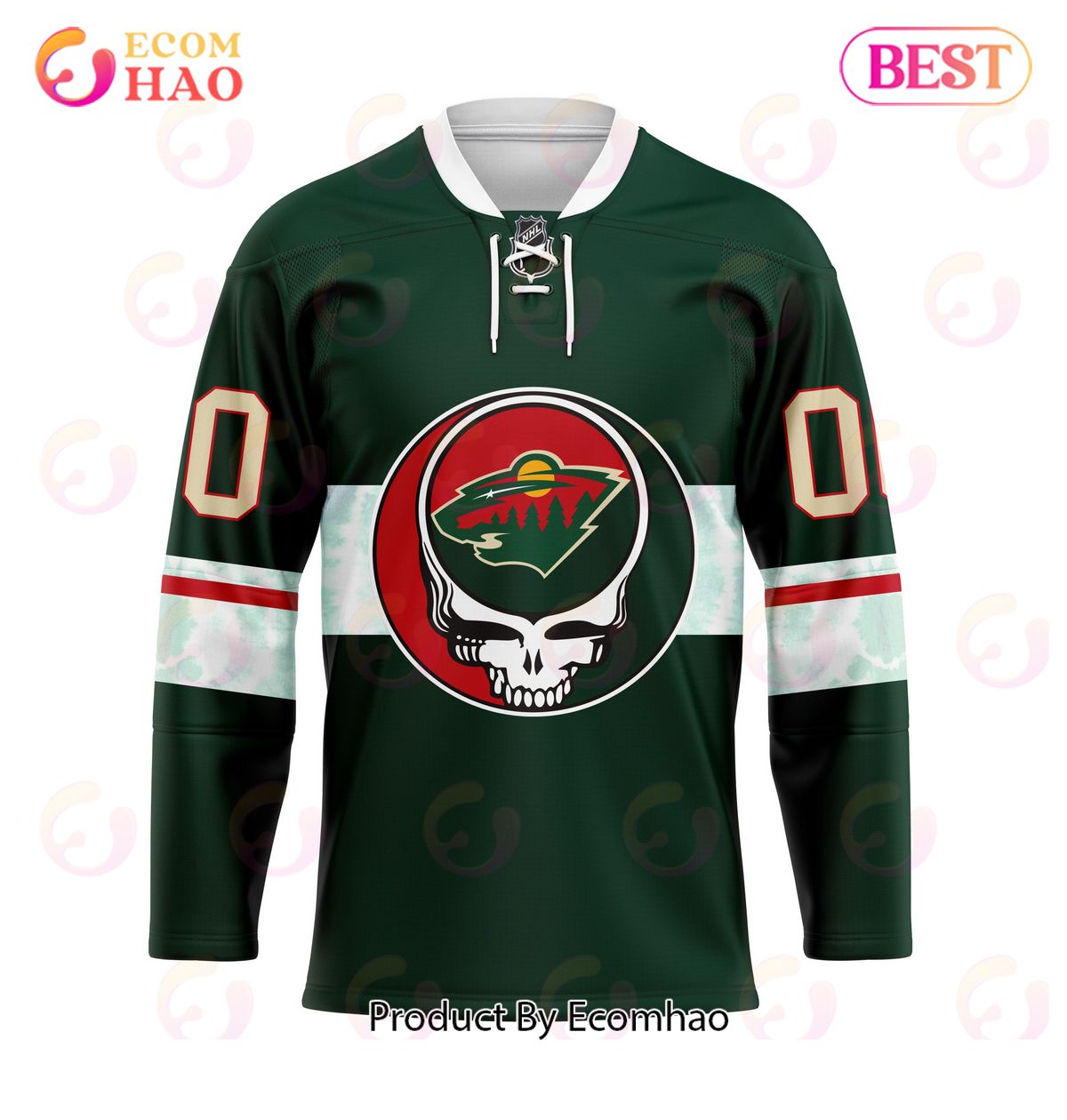 Grateful Dead & Minnesota Wild Hockey Jersey Personalized Name & Number