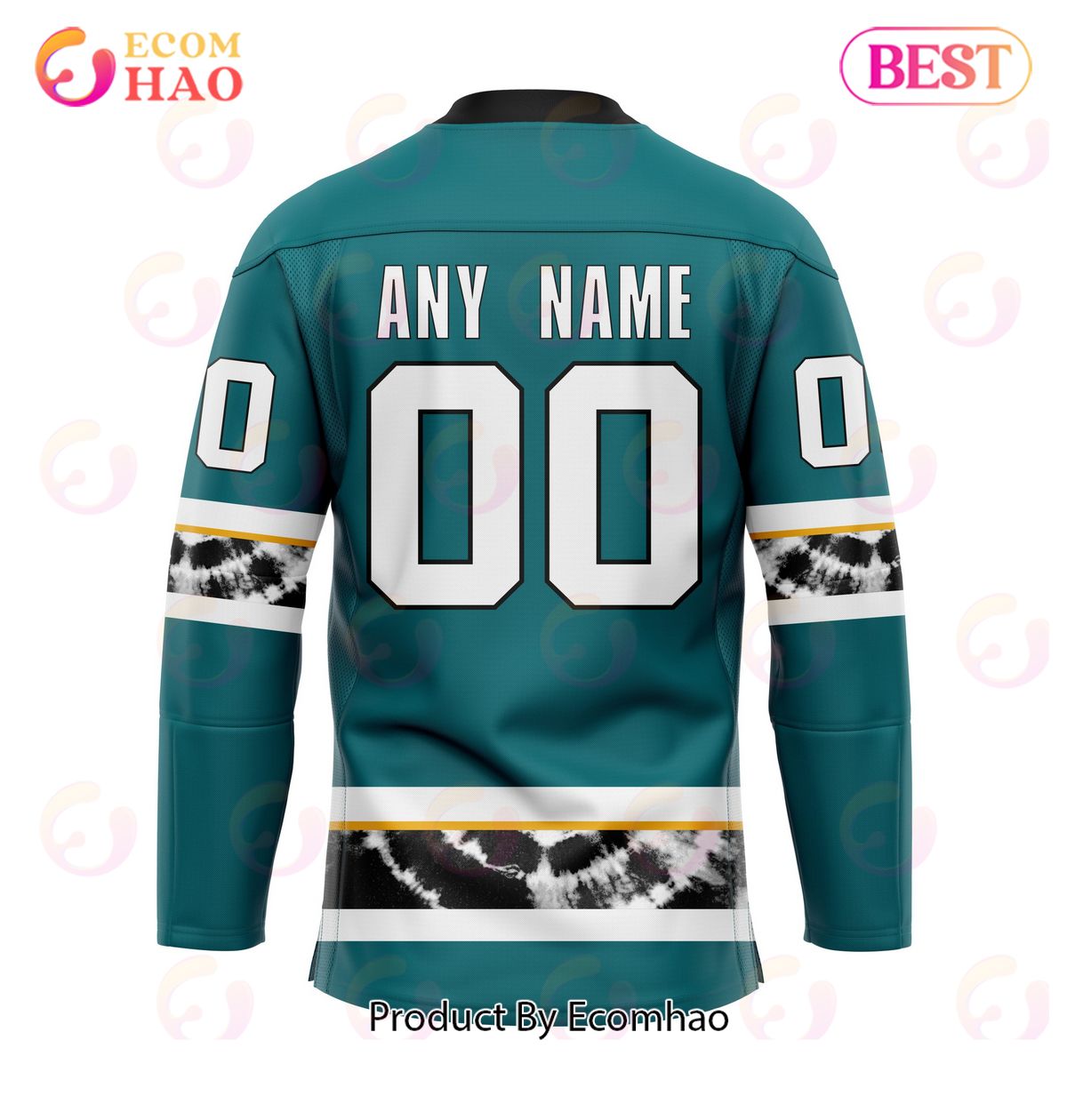 Grateful Dead & San Jose Sharks Hockey Jersey Personalized Name & Number