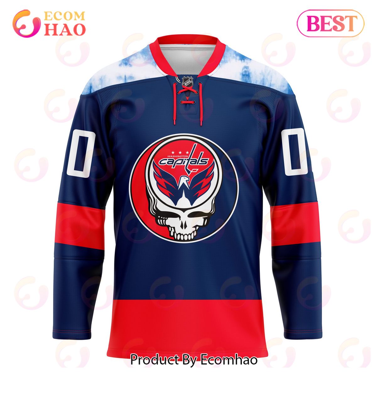 Grateful Dead & Washington Capitals Hockey Jersey Personalized Name & Number