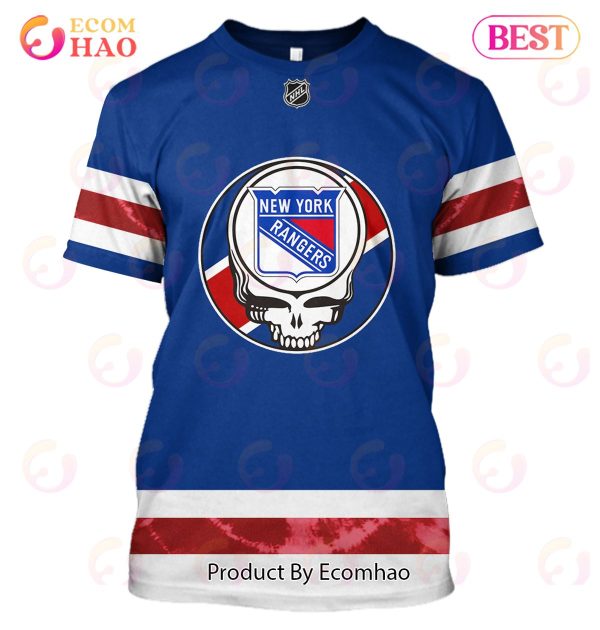 Grateful Dead & New York Rangers V2 Personalized Name & Number 3D Hoodie