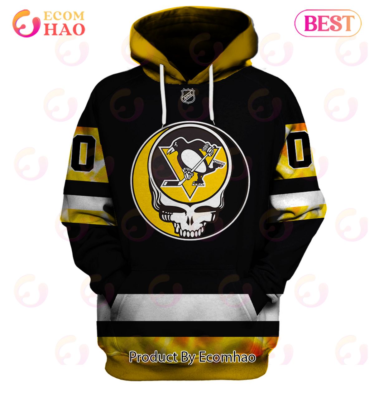 Grateful Dead & Pittsburgh Penguins V2 Personalized Name & Number 3D Hoodie