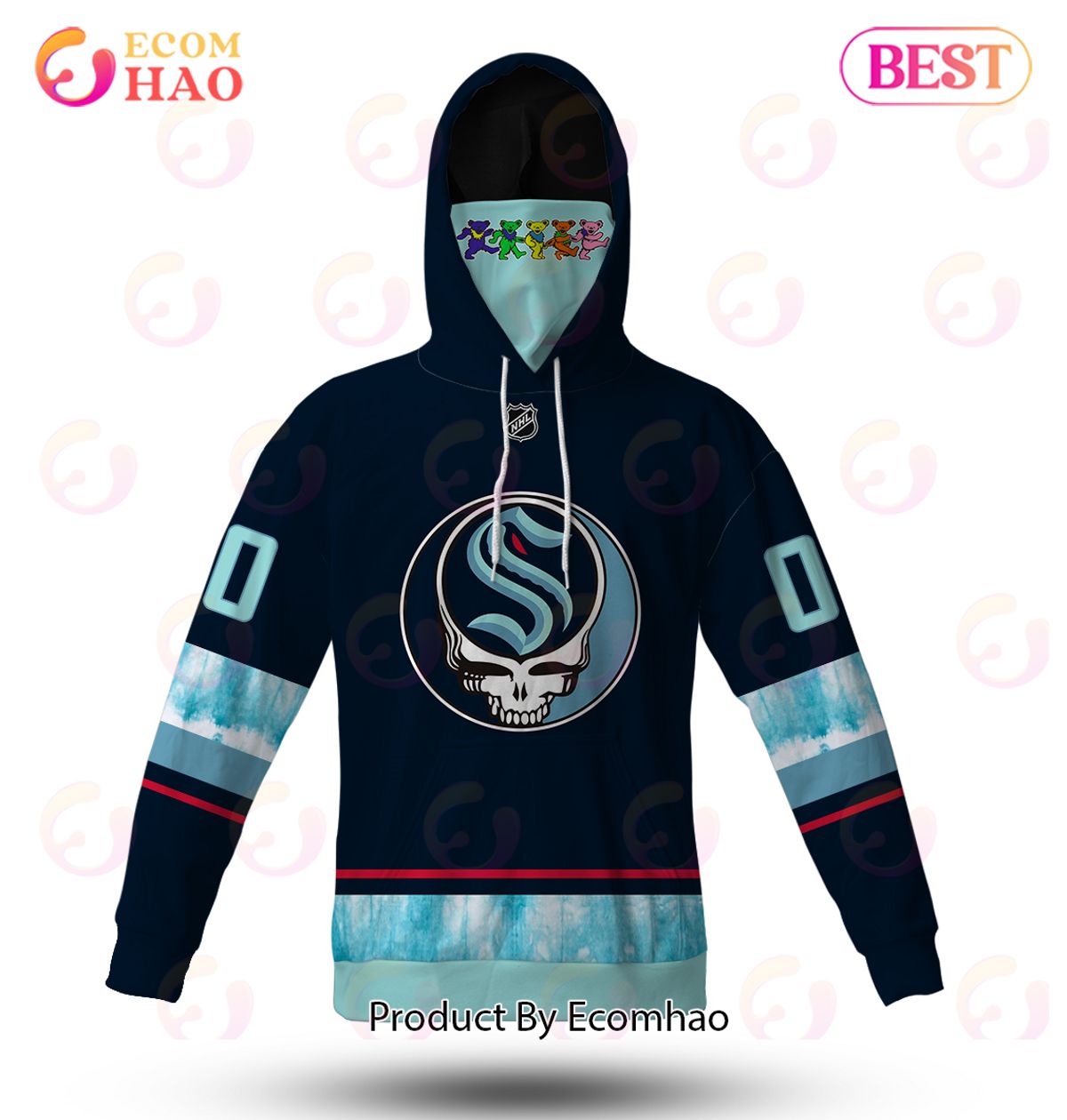 Grateful Dead & Seattle Kraken Mask Hoodie  Limited Edition 3D Full Printing Hoodie