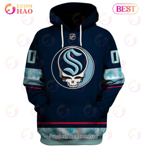 Grateful Dead & Seattle Kraken Personalized Name & Number 3D Hoodie