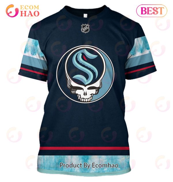 Grateful Dead & Seattle Kraken Personalized Name & Number 3D Hoodie