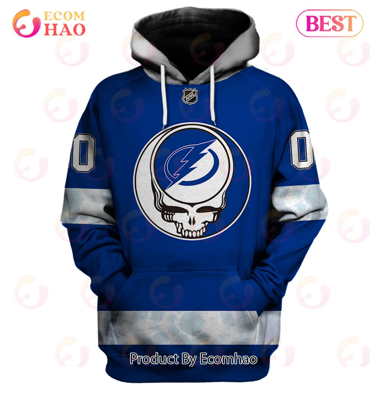 Grateful Dead & Tampa Bay Lightning Personalized Name & Number 3D Hoodie
