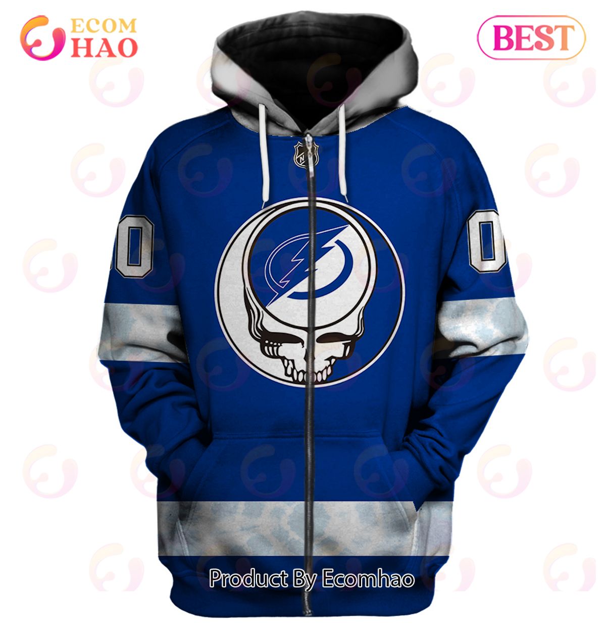 Grateful Dead & Tampa Bay Lightning Personalized Name & Number 3D Hoodie