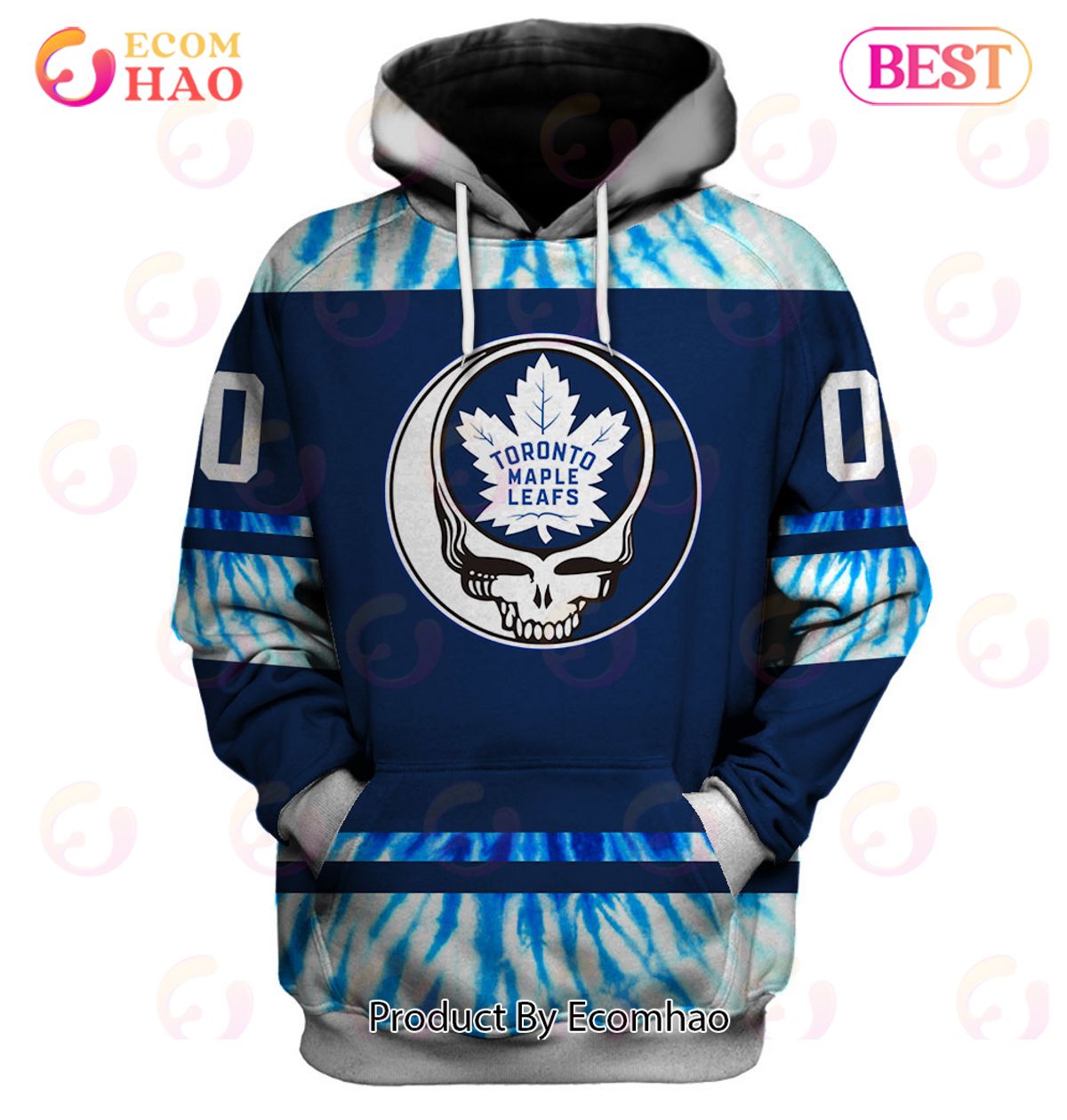 Grateful Dead & Toronto Maple Leafs V1 Personalized Name & Number 3D Hoodie