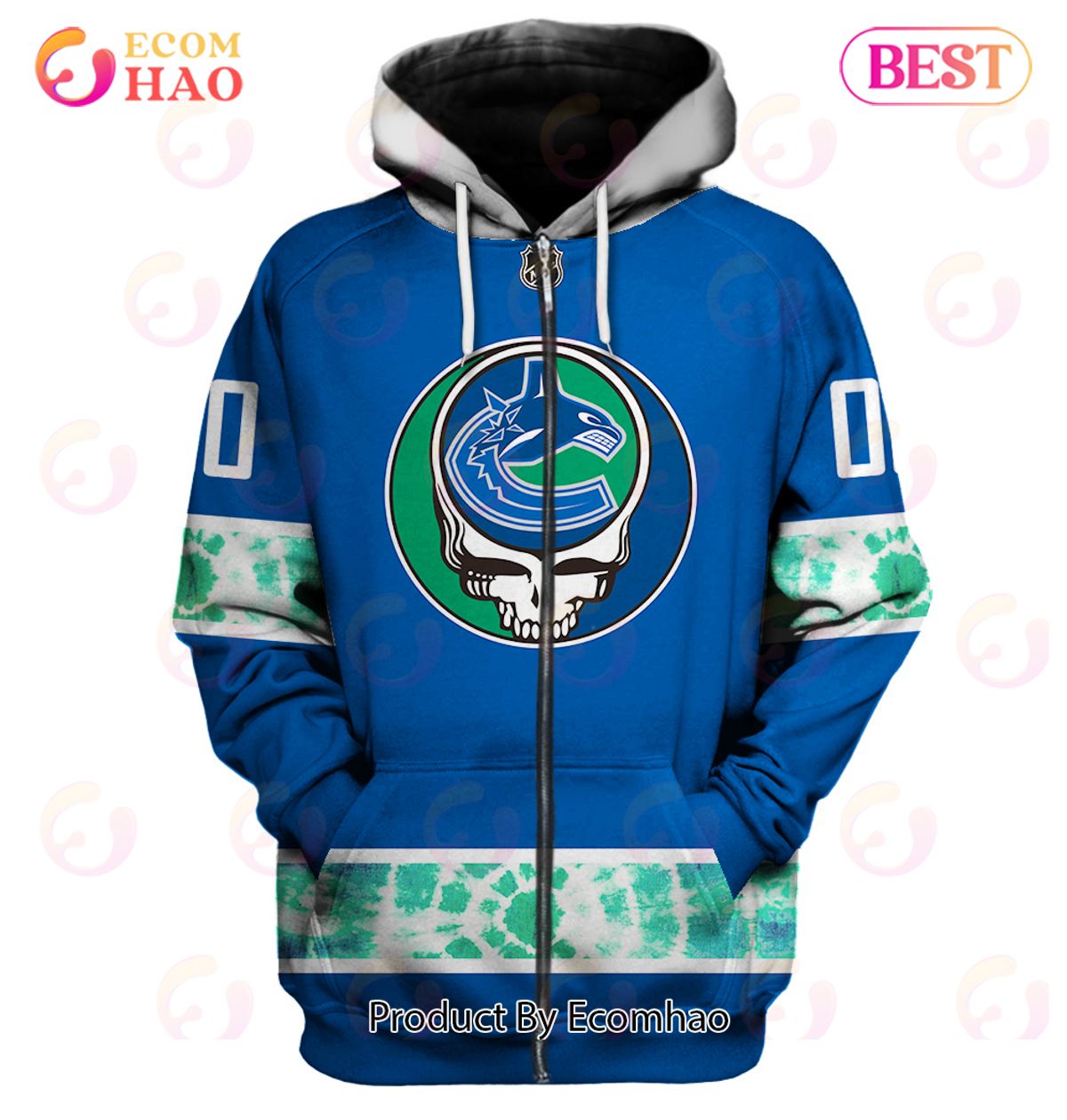 Grateful Dead & Vancouver Canucks Personalized Name & Number 3D Hoodie