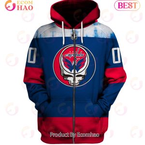 Grateful Dead & Washington Capitals V2 Personalized Name & Number 3D Hoodie
