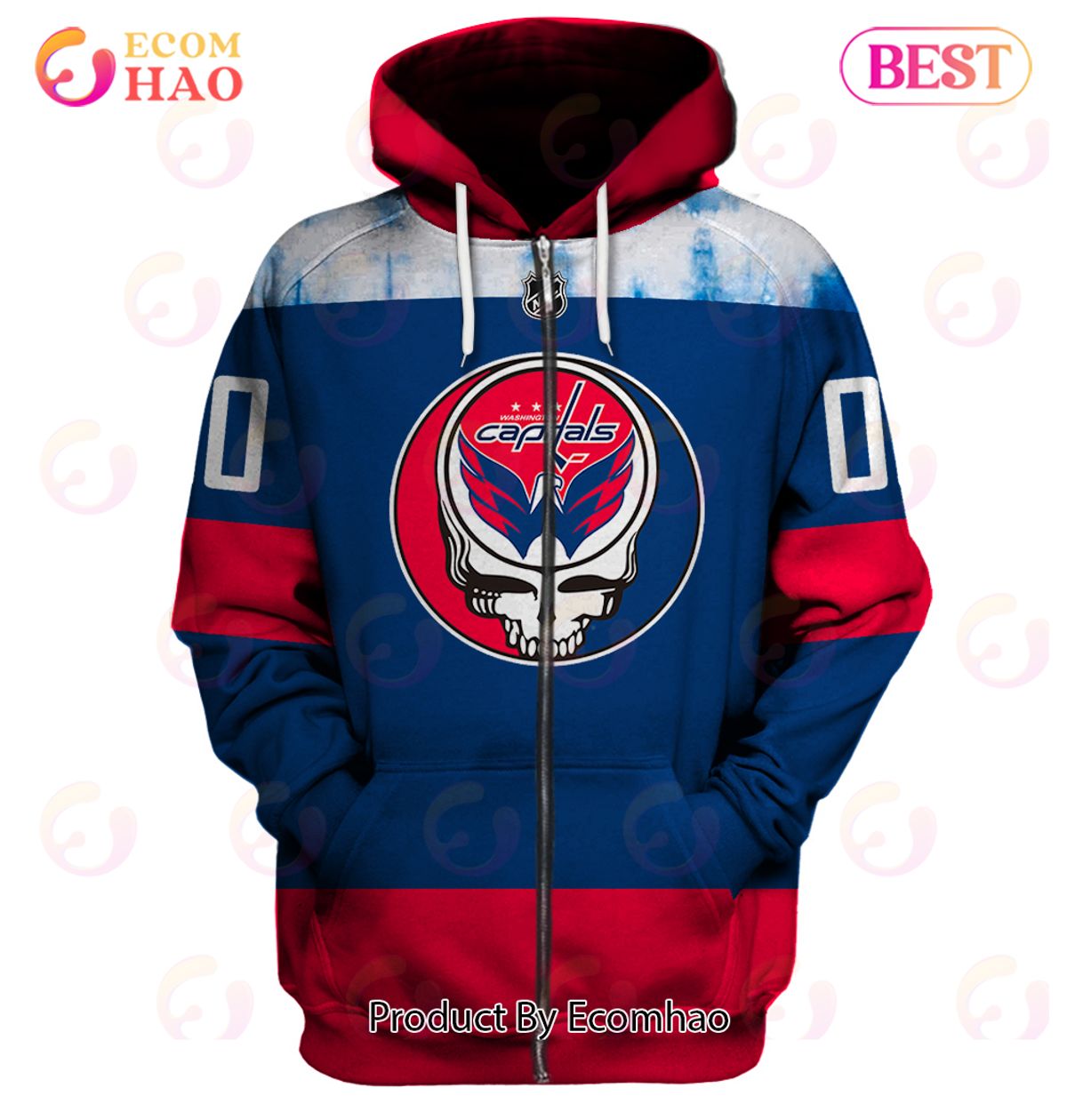 Grateful Dead & Washington Capitals V2 Personalized Name & Number 3D Hoodie