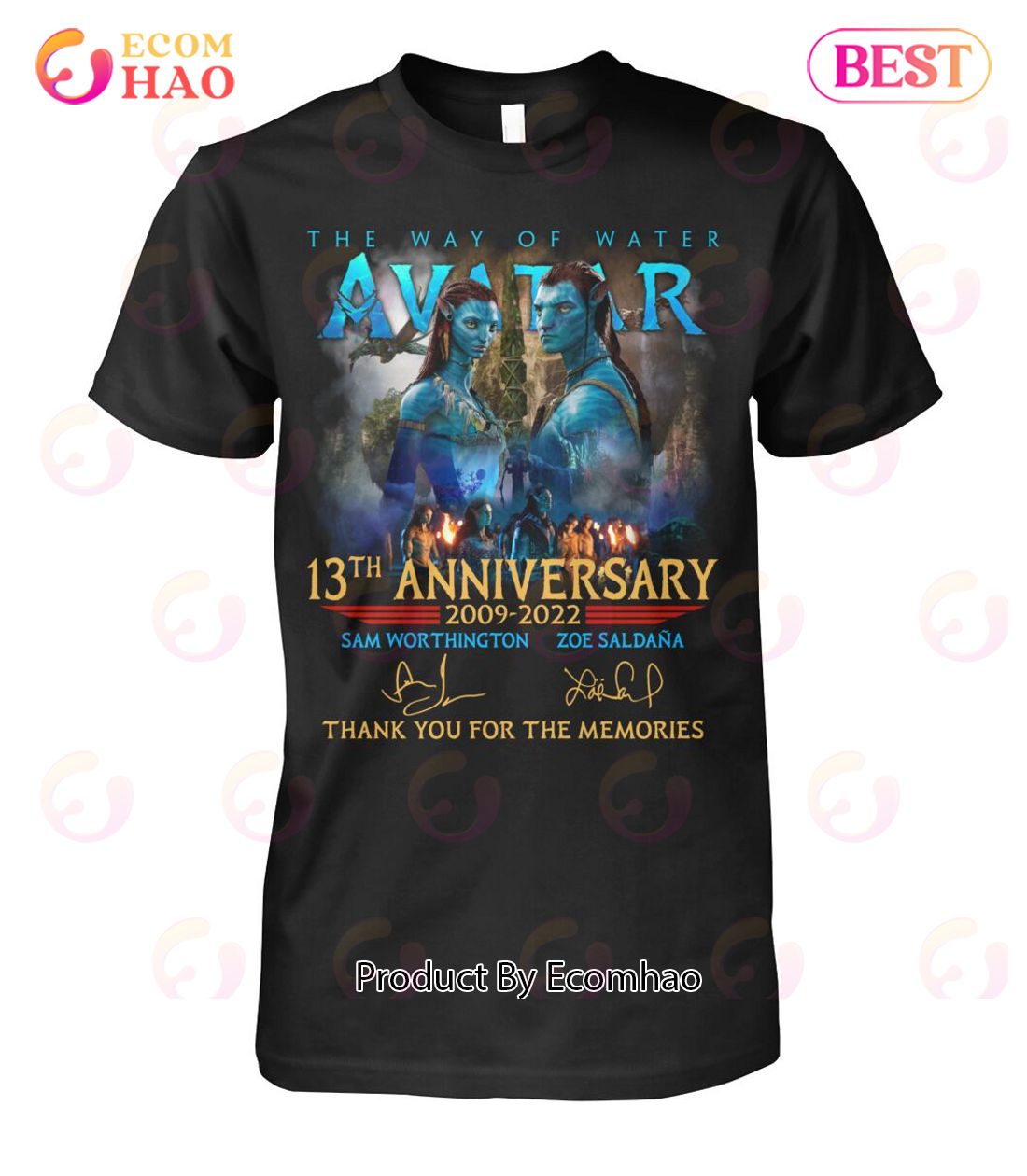 Avatar 13th Anniversary 2009 – 2022 Sam Worthington And Zoe Saldana Thank You For The Memories T-Shirt