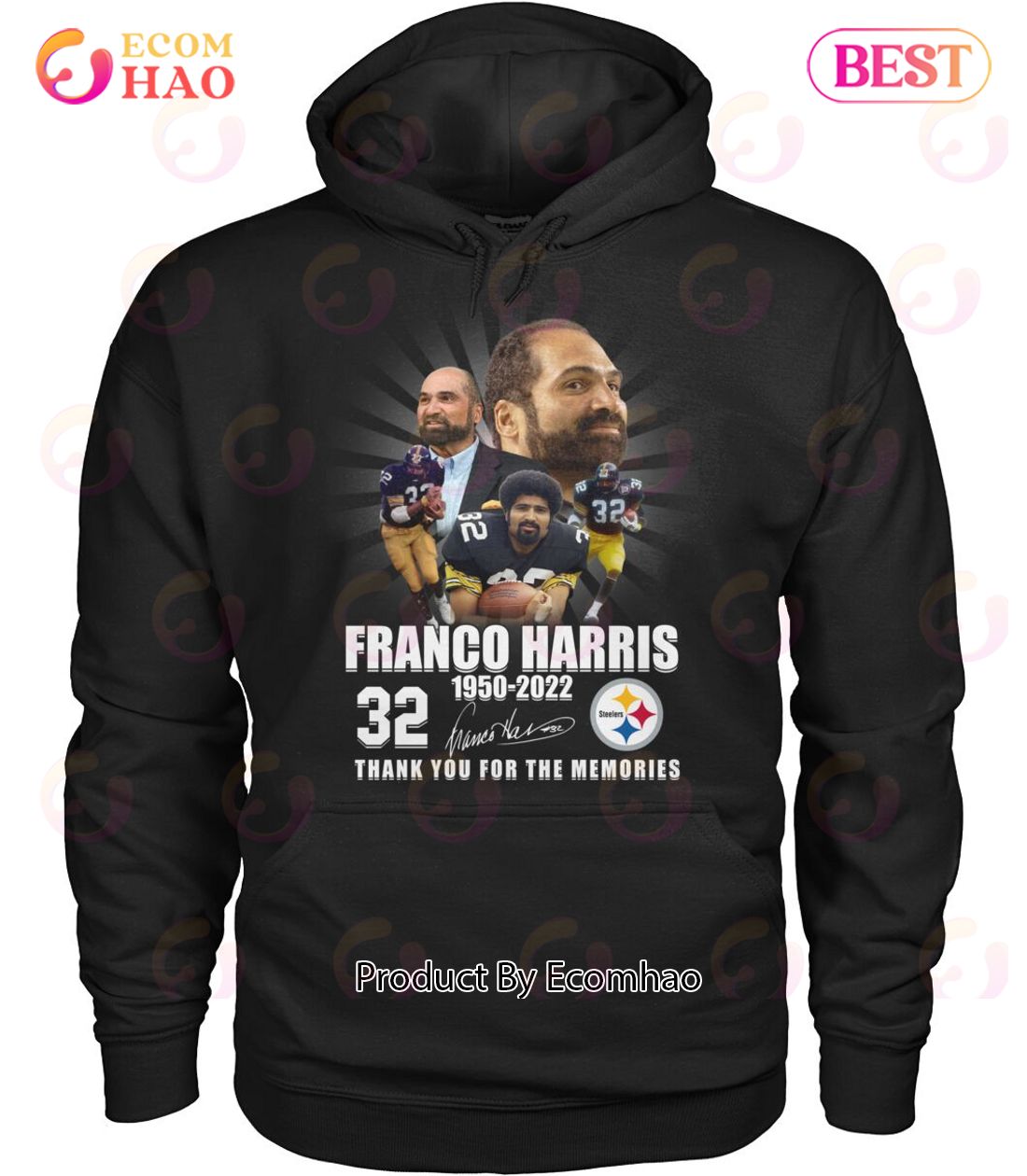 Franco Harris 1950 – 2022  32 Thank You For The Memories T-Shirt