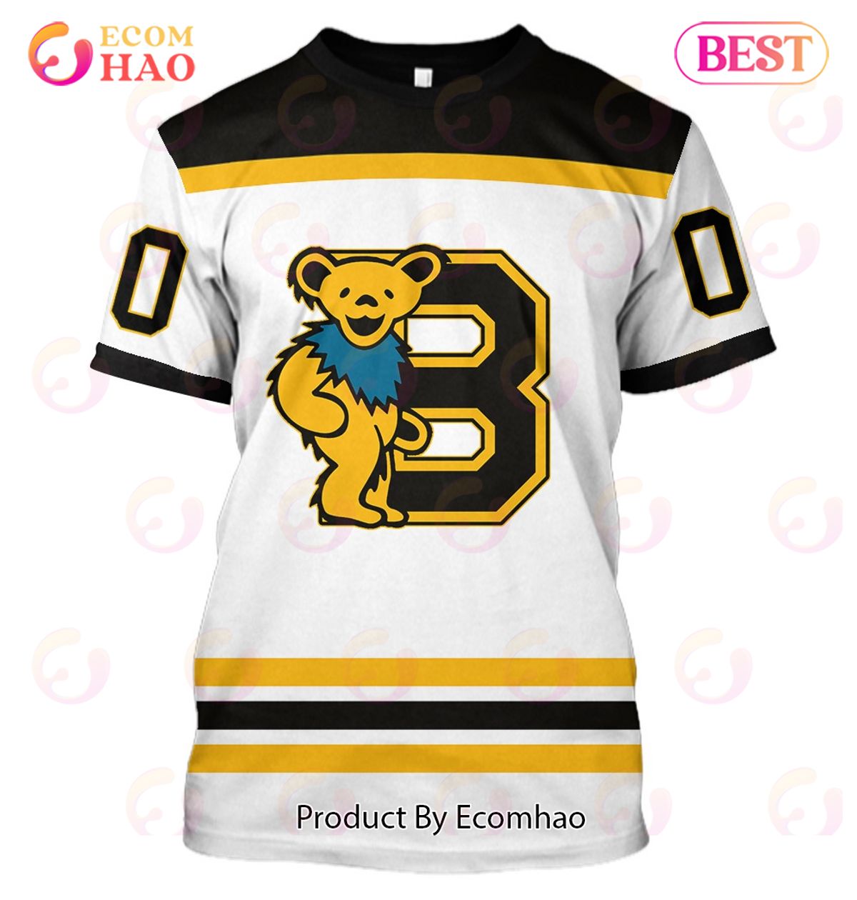 Grateful Dead & Boston Bruins V1 Personalized Name & Number 3D Hoodie