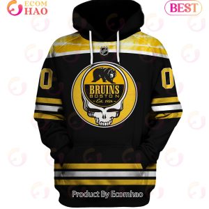 Grateful Dead & Boston Bruins V3 Personalized Name & Number 3D Hoodie