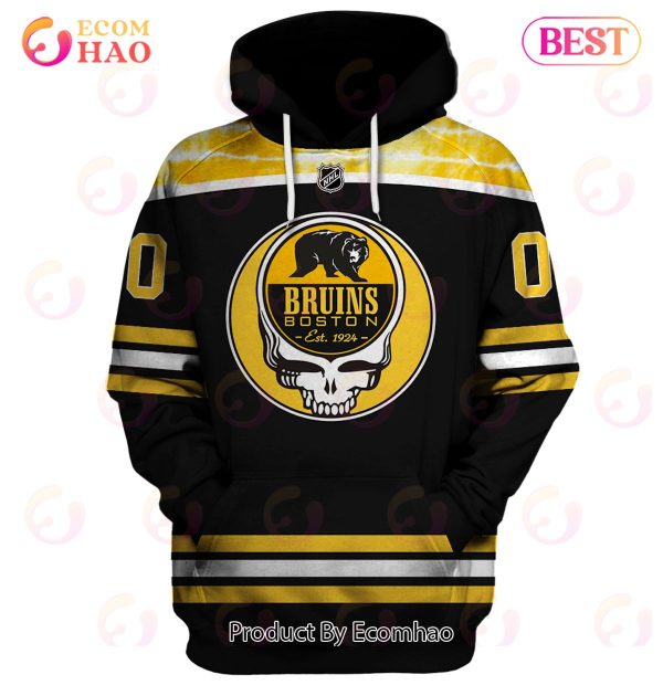 Grateful Dead & Boston Bruins V3 Personalized Name & Number 3D Hoodie