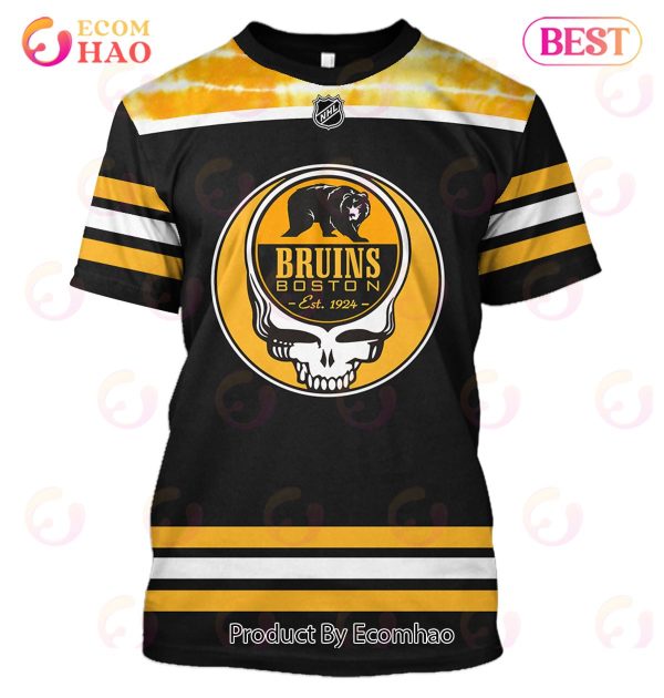 Grateful Dead & Boston Bruins V3 Personalized Name & Number 3D Hoodie