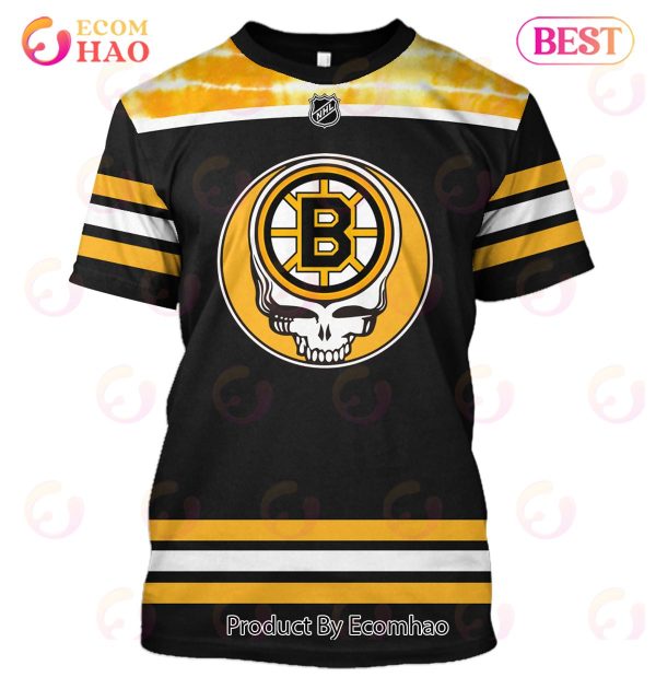 Grateful Dead & Boston Bruins V4 Personalized Name & Number 3D Hoodie
