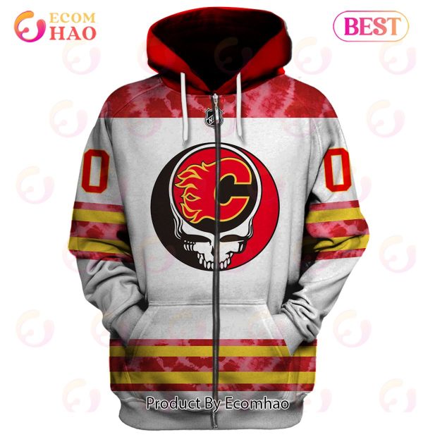 Grateful Dead & Calgary Flames Personalized Name & Number 3D Hoodie