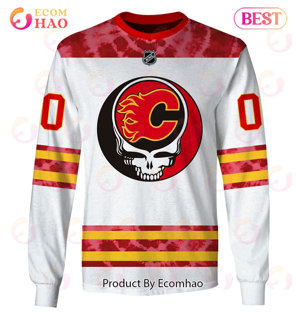 Grateful Dead & Calgary Flames Personalized Name & Number 3D Hoodie