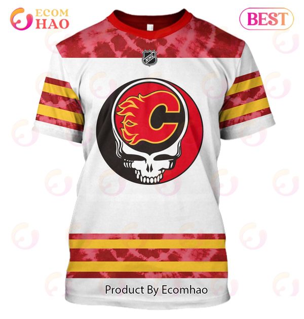 Grateful Dead & Calgary Flames Personalized Name & Number 3D Hoodie