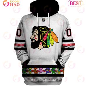 Grateful Dead & Chicago Blackhawks Personalized Name & Number 3D Hoodie