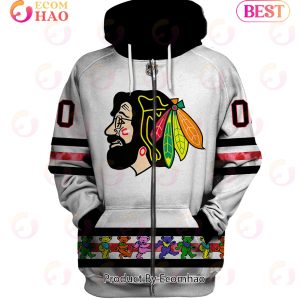 Grateful Dead & Chicago Blackhawks Personalized Name & Number 3D Hoodie