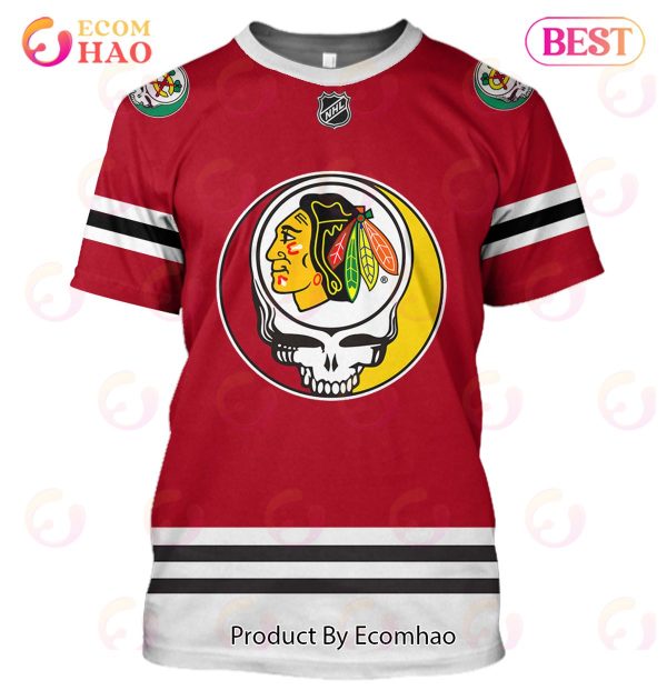 Grateful Dead Chicago Blackhawks 3D Hockey Jersey Personalized Name Number