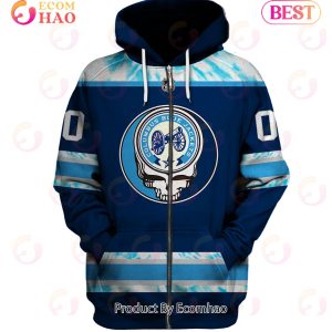 Grateful Dead & Columbus Blue Jackets V1 Personalized Name & Number 3D Hoodie