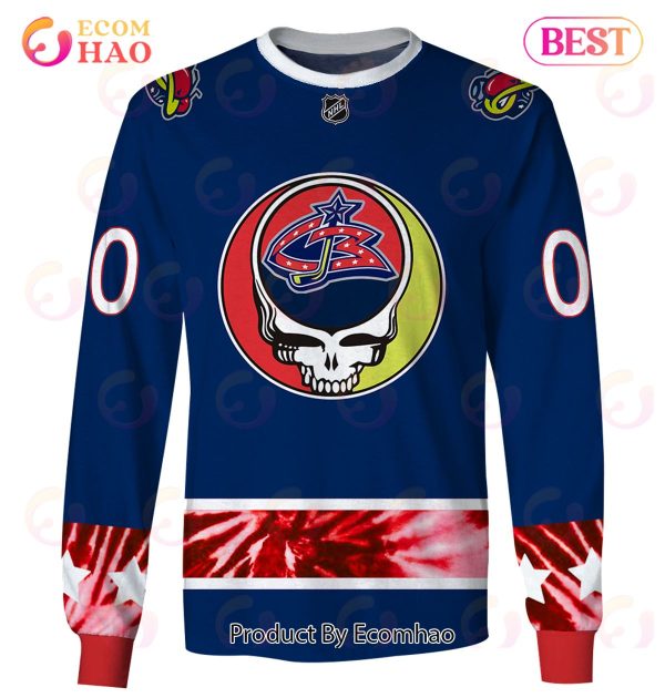 Grateful Dead & Columbus Blue Jackets V2 Personalized Name & Number 3D Hoodie