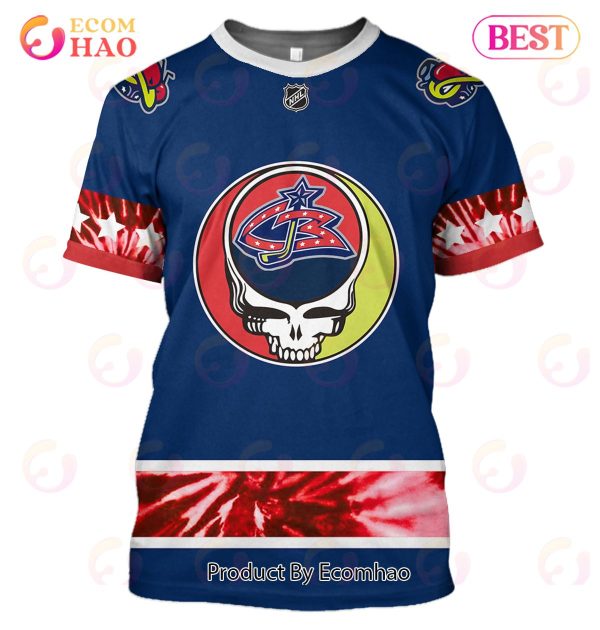 Grateful Dead & Columbus Blue Jackets V2 Personalized Name & Number 3D Hoodie
