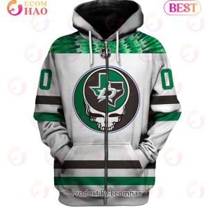 Grateful Dead & Dallas Stars V1 Personalized Name & Number 3D Hoodie