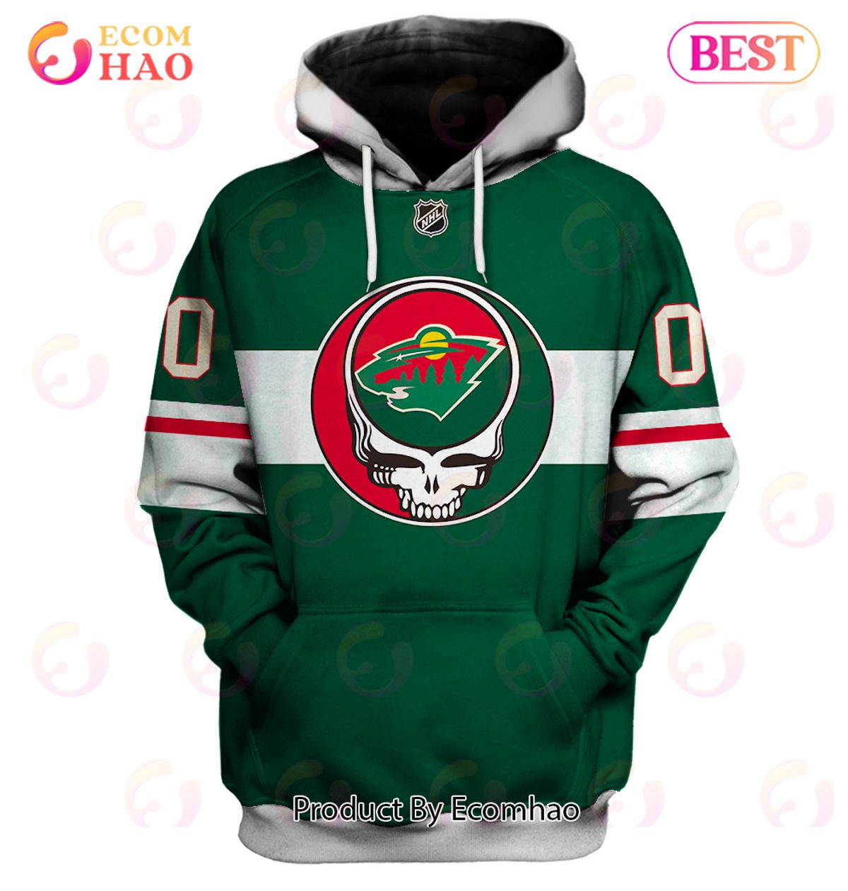Grateful Dead & Minnesota Wild Personalized Name & Number 3D Hoodie