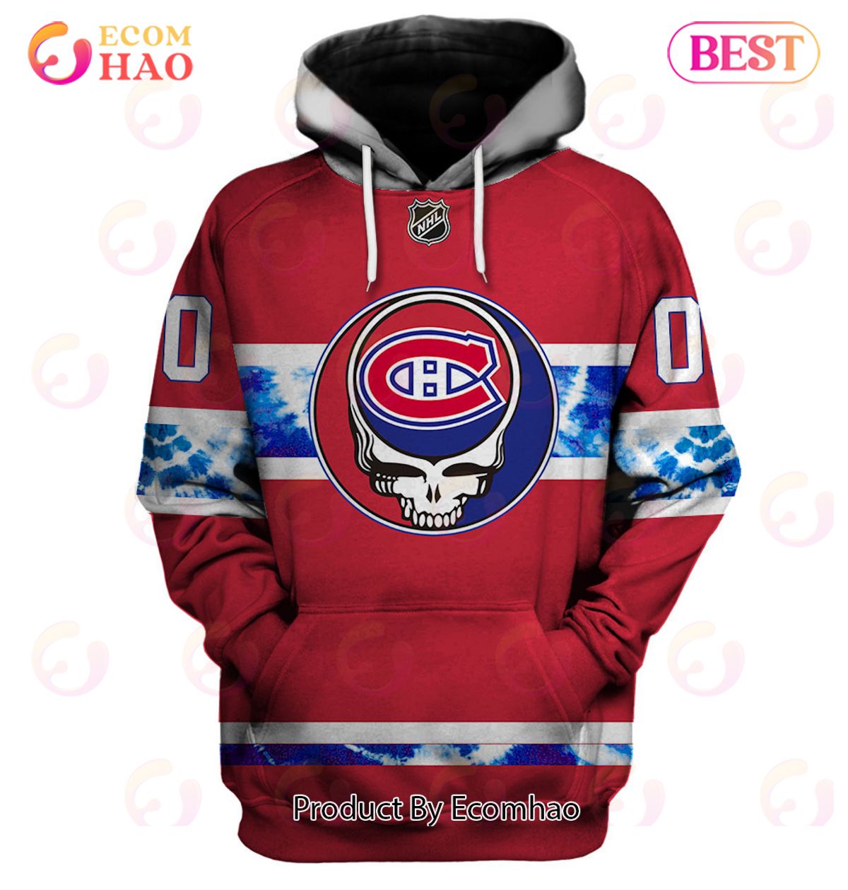 Grateful Dead & Montreal Canadiens V1 Personalized Name & Number 3D Hoodie