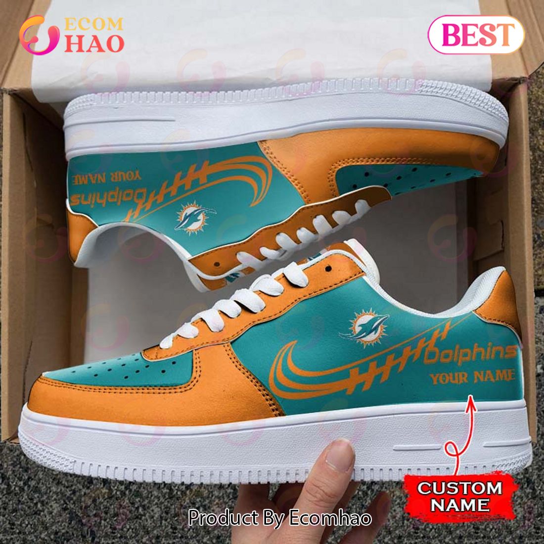 NFL Miami Dolphins Air Force 1 Sneaker Custom Name