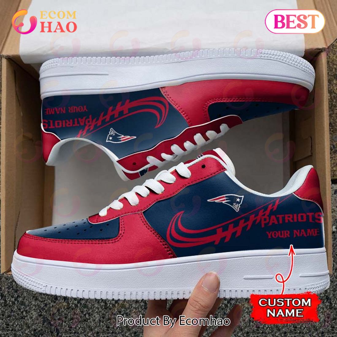 NFL New England Patriots Air Force 1 Sneaker Custom Name