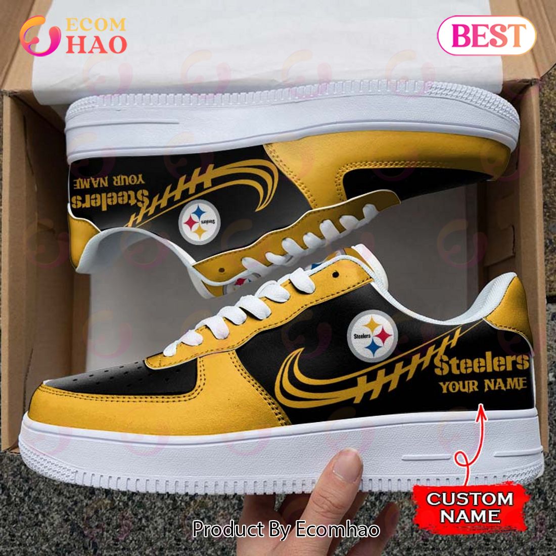 NFL Pittsburgh Steelers Air Force 1 Sneaker Custom Name