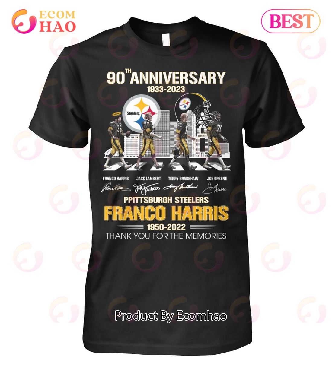 90th Anniversary 1933 – 2023 Pittsburgh Steelers Franco Harris 1950 – 2022 Thank You For The Memories T-Shirt