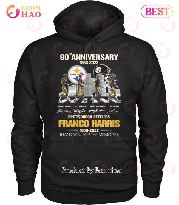 90th Anniversary 1933 – 2023 Pittsburgh Steelers Franco Harris 1950 – 2022 Thank You For The Memories T-Shirt
