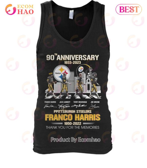 90th Anniversary 1933 – 2023 Pittsburgh Steelers Franco Harris 1950 – 2022 Thank You For The Memories T-Shirt