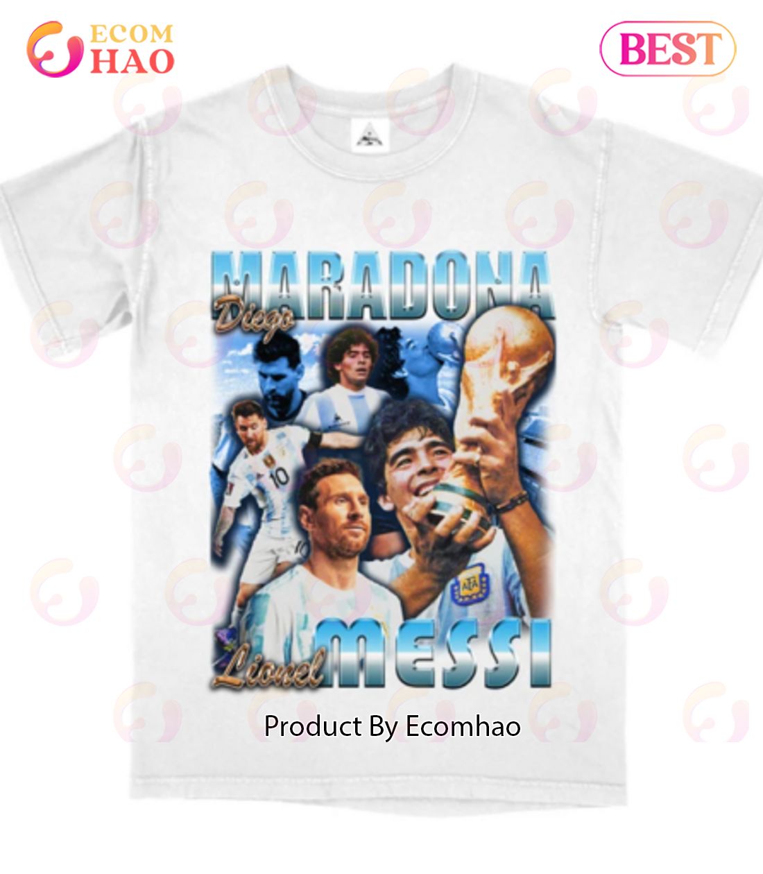 Messi – Maradona Vintage Bootleg Style Tee Shirt