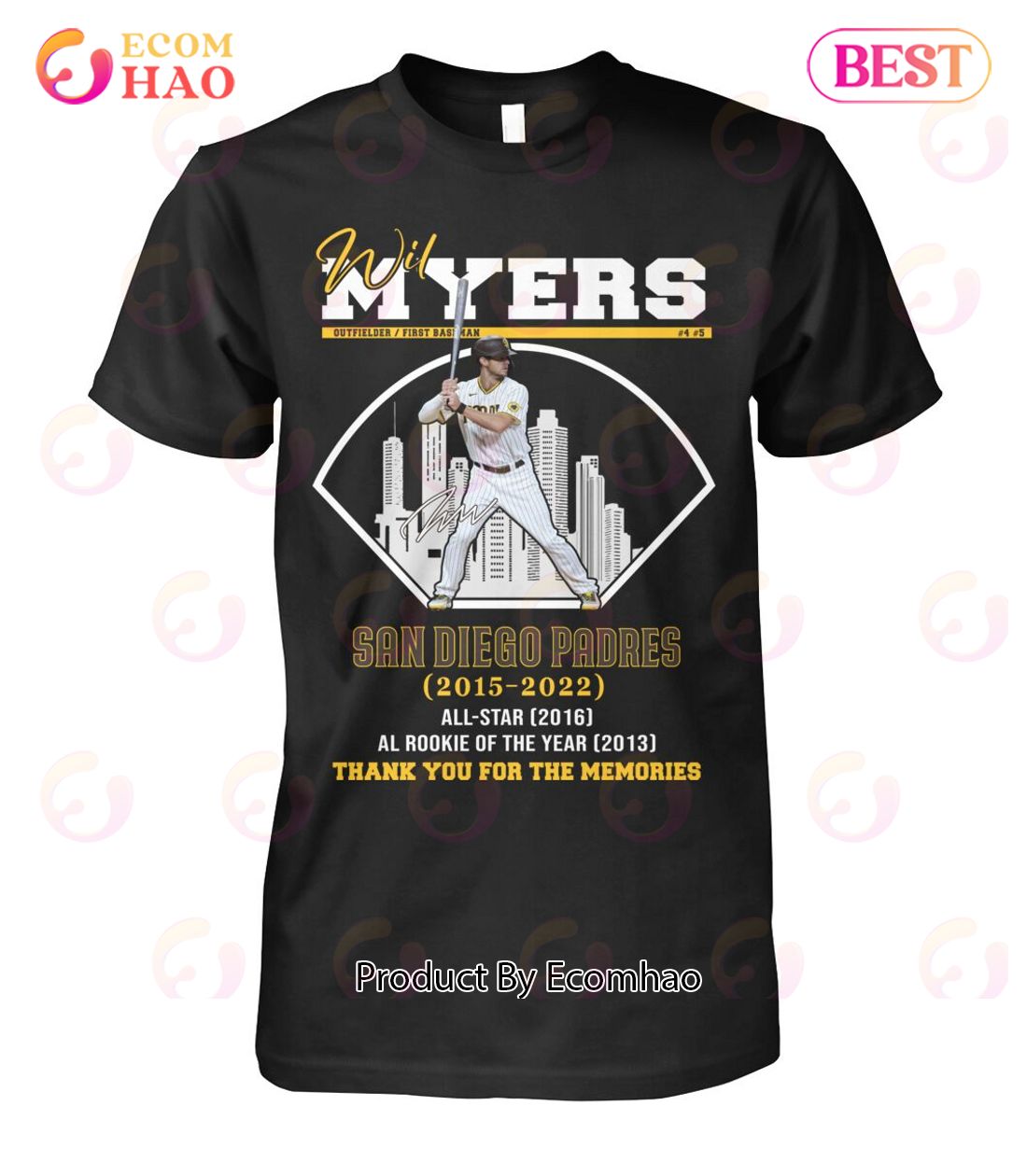 Wil Myers San Diego Padres 2015 – 2022 Thank You For The Memories T-Shirt