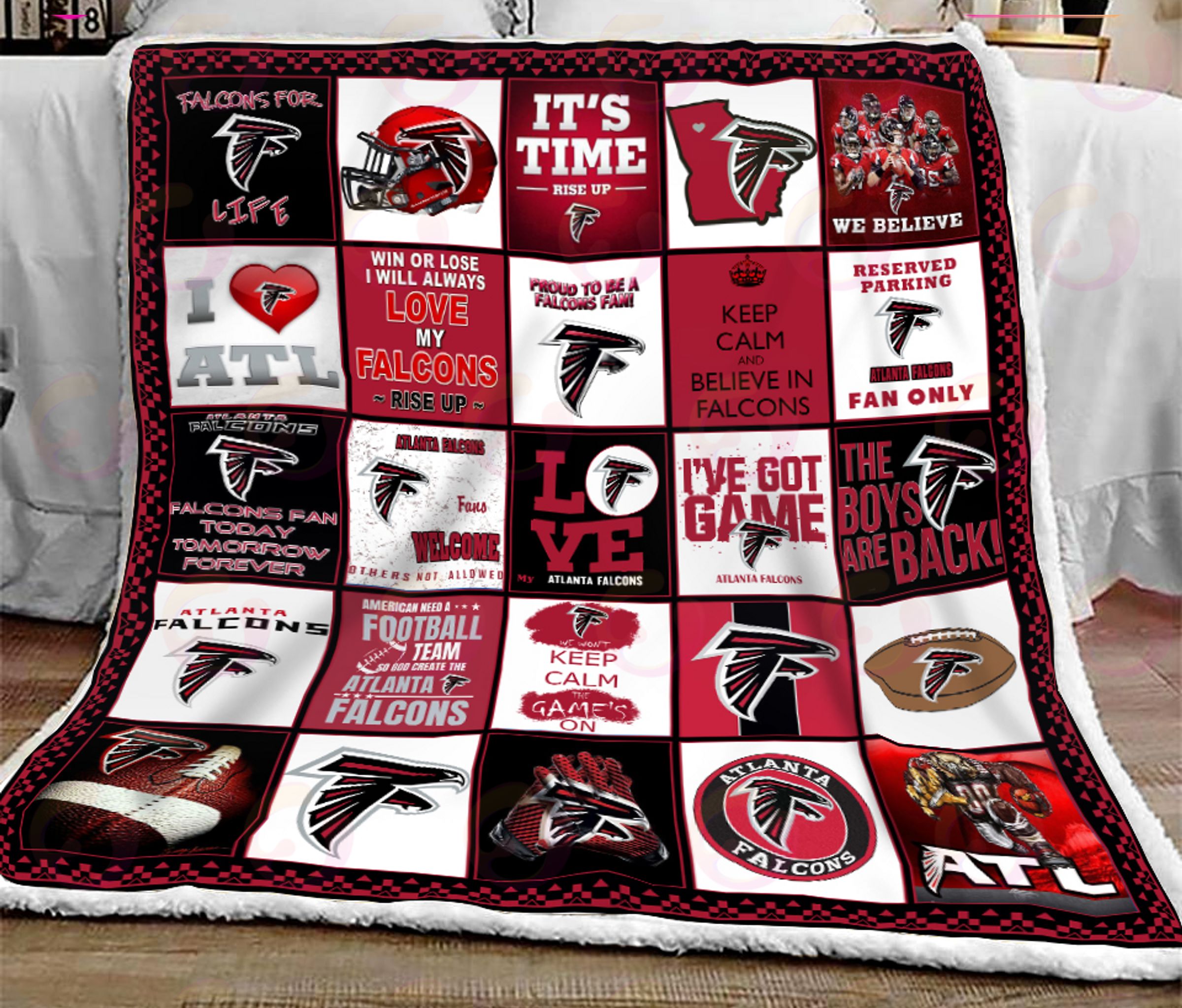 NFL Atlanta Falcons Quilt, Fleece Blanket, Sherpa Fleece Blanket