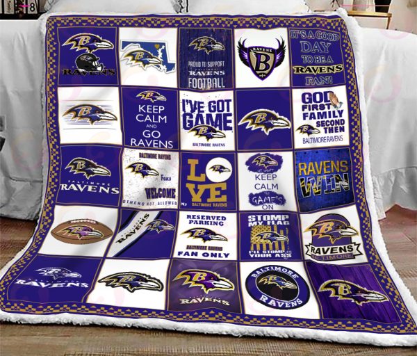 NFL Baltimore Ravens Quilt, Fleece Blanket, Sherpa Fleece Blanket