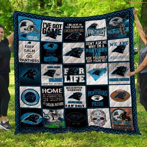 NFL Carolina Panthers Quilt, Fleece Blanket, Sherpa Fleece Blanket
